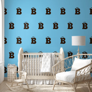 Elegant Monogrammed Bruin Eenvoudig Verspreid Blau Behang