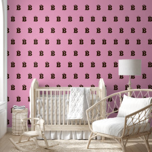 Elegant Monogrammed Bruin Eenvoudig Verspreid Roze Behang