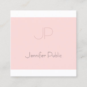 Elegant Monogrammed Clean Plain Trendy Blush Pink Vierkante Visitekaartje