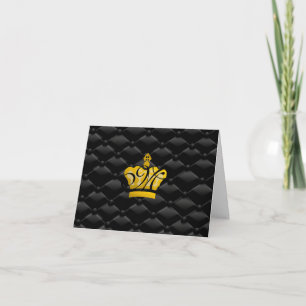 Elegant Monogrammed Crown Tufted Black Card Notitiekaartje