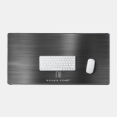 Elegant Monogrammed Faux Black, geborsteld metaal Bureaumat (Keyboard & Muis)