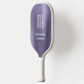 Elegant Monogrammed Faux Paars geborsteld metaal Pickleball Paddle (Links)