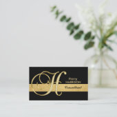 Elegant monogrammed Gold Black Initiaal 'H' Visitekaartje (Staand voorkant)