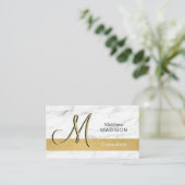Elegant Monogrammed Gold Black White Marble Visitekaartje (Staand voorkant)