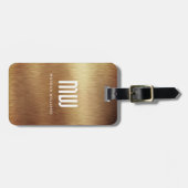 Elegant monogrammed Gold Brushed Metallic Bagagelabel (Voorkant horizontaal)
