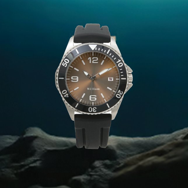 Elegant monogrammed Gold Brushed Metallic Watch Horloge (Creator heeft geüpload)