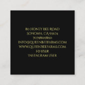 Elegant Monogrammed Golden Bee Circle Logo Vierkante Visitekaartje (Achterkant)