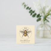 Elegant Monogrammed Golden Bee Circle Logo Vierkante Visitekaartje (Staand voorkant)