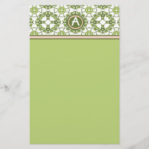 Elegant Monogrammed Green Celtic Stationery Briefpapier