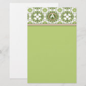 Elegant Monogrammed Green Celtic Stationery Briefpapier (Voorkant / Achterkant)