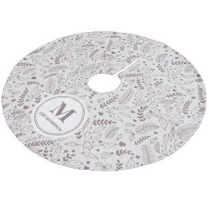 Elegant monogrammed mistletoe bruin fleece kerstboom rok