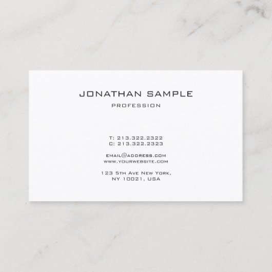 Elegant Monogrammed Modern Black White Plain Chic Visitekaartje (Achterkant)