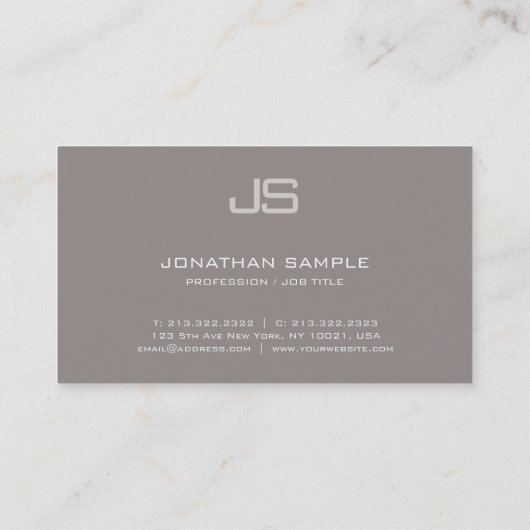 Elegant Monogrammed Modern Professional Plain Luxe Visitekaartje (Achterkant)