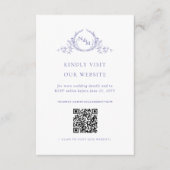 Elegant Monogrammed Paarse QR-Code/RSVP Online Informatiekaartje (Voorkant)