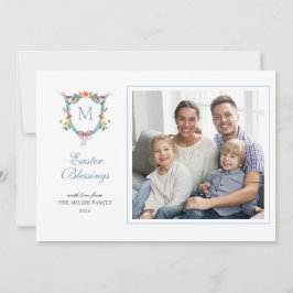 Elegant Monogrammed Pasfoto Feestdagenkaart