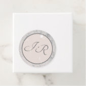 Elegant Monogrammed Peach and Grey Bedankjes Labels (In situ)