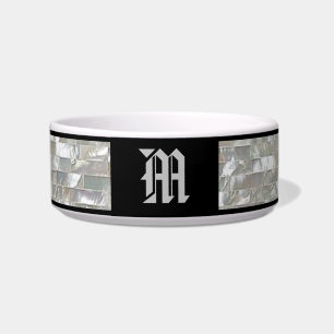 Elegant Monogrammed Pearl Tegel Pet Voerbakje