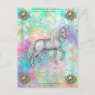 Elegant Monogrammed Rainbow Unicorn Briefkaart