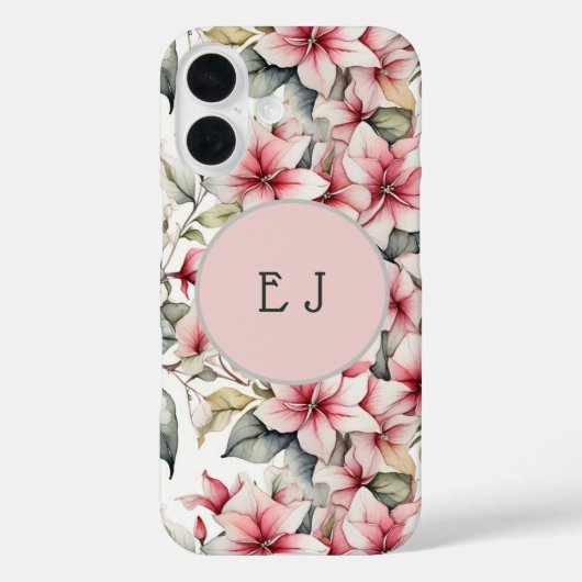 Élégant monogrammed rose ponsettia coque ipad (Verso)