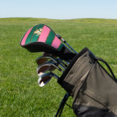 Elegant Monogrammed Roze en Groen Golfheadcover (Insitu)
