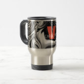 Elegant Monogrammed Silver Chrome Pattern Reisbeker (Voorkant links)