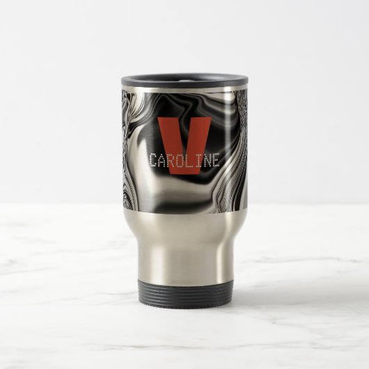 Elegant Monogrammed Silver Chrome Pattern Reisbeker (Center)