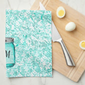 Elegant Monogrammed Stylish Pattern Blauwgroen Theedoek (Quarter Fold)