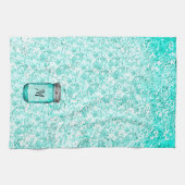 Elegant Monogrammed Stylish Pattern Blauwgroen Theedoek (Horizontaal)