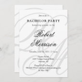 Elegant Monogrammed w / QR-code Bacherlor Party Kaart (Voorkant / Achterkant)