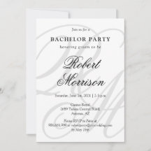 Elegant Monogrammed w / QR-code Bacherlor Party