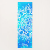 Elegant Monogrammed White & Blue Mandala Pattern Y Yogamat (Achterkant)