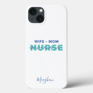 Elegant Monogrammed Wife Mam Nurse iPhone 13 Hoesje