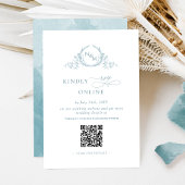 Elegant Monogrammed Zee Glass RSVP Online QR Code Informatiekaartje