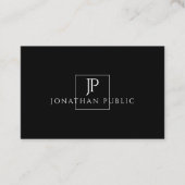 Elegant Monogrammed Zwart Wit Modern Plain Visitekaartje (Voorkant)
