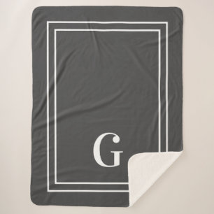 Elegant monogrammen voor hem grijs en wit sherpa deken