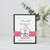 Élégant Monogrammes Mariage Cartes RSVP Rose Noir (Debout devant)