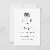 Elégant Monograms Palm Beach Wedding Carte RSVP (Devant)