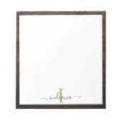 Elegant monogramschrift Rustiek hout-look Notitieblok (Voorkant)