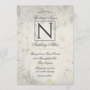 Elegant Monogrm Floral Waterverf Rustic Wedding I Kaart