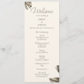 Elégant Monstera Gold Wedding Programme Card (Devant)