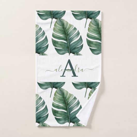 Elegant Monstera Greenery Botanical Towel Set (Serviette à main)