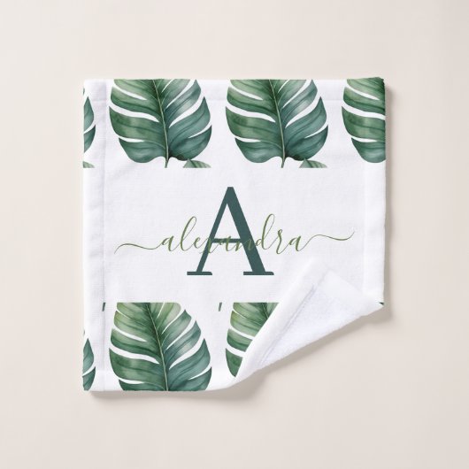Elegant Monstera Greenery Botanical Towel Set (Gant de toilette)