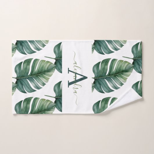 Elegant Monstera Greenery Botanical Towel Set (Serviette à main)