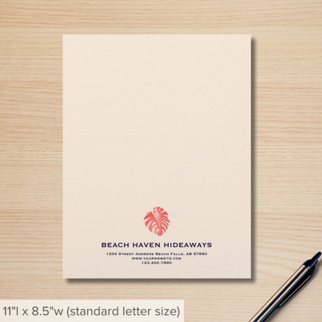 Elegant Monstera Leaf Business Letterhead Briefhoofd (Creator heeft geüpload)