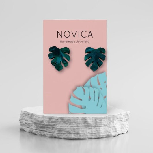 Elegant Monstera Leaf Earring Display Kaart