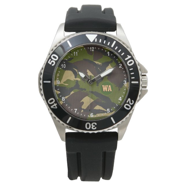 Elégant Montre Camouflage, chasseur monogrammé, Ar (devant)