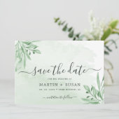 Elegant Moody Eucalyptus Leaves Greenery Wedding Save The Date (Staand voorkant)