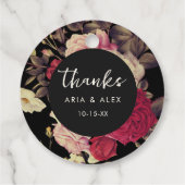 Elegant Moody Floral Bruiloft Naam Datum Bedankt Bedankjes Labels (Achterkant)