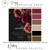 Elegant Moody Muted Roest Bourgondië Bloemen Geen All In One Uitnodiging