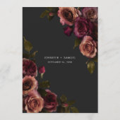 Elegant Moody Muted Rust & Bourgondië Bloemen brui Menu (Achterkant)